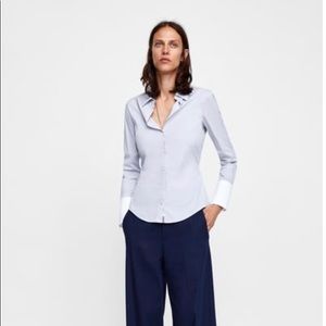 Zara Shirt With Contrast Cuffs